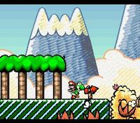 une photo d'Ã©cran de Super Mario World 2 - Yoshi s Island sur Nintendo Super Nes